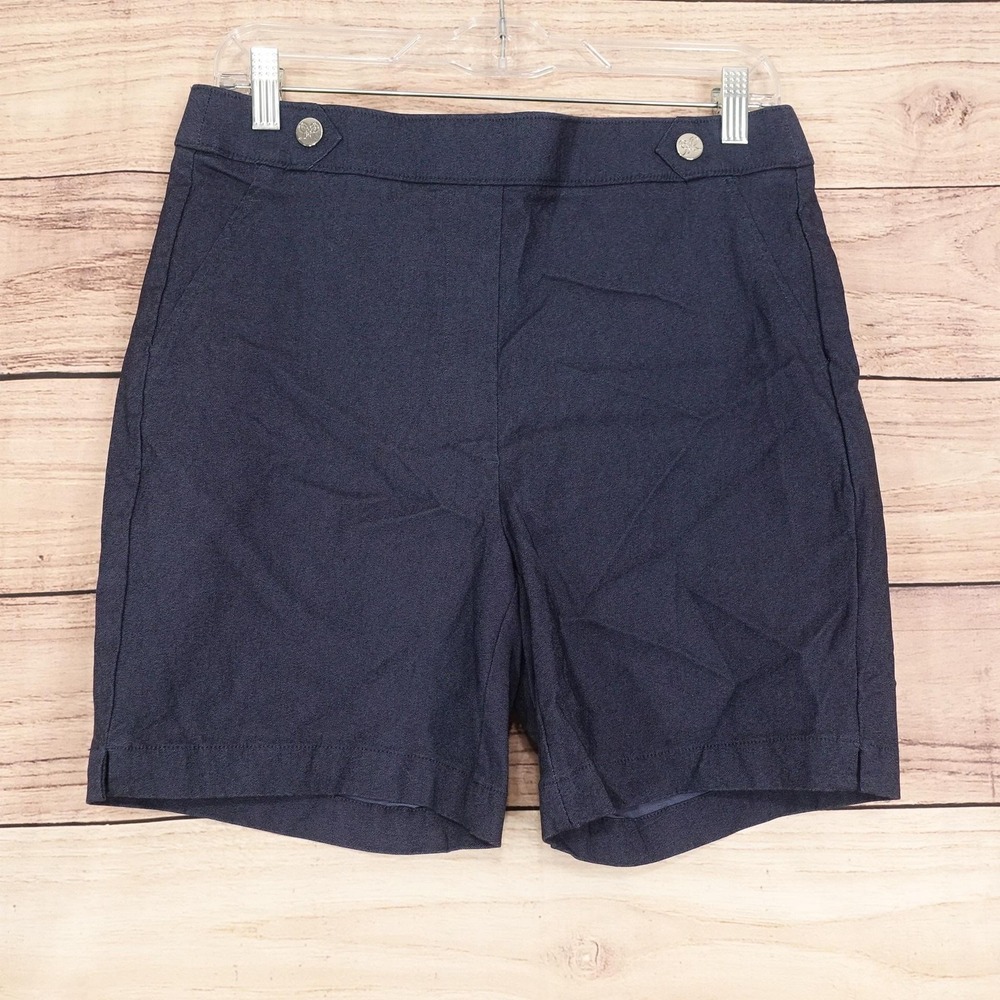 Rafaella Chino Shorts Womens Size 10 Blue Twill 31 Waist 6 Inseam Stretch